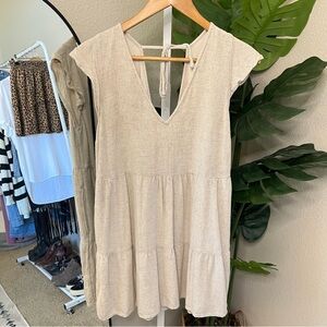 🖤 Abercrombie & Fitch Linen Blend Babydoll Flowy Tiered Mini Dress Sz S